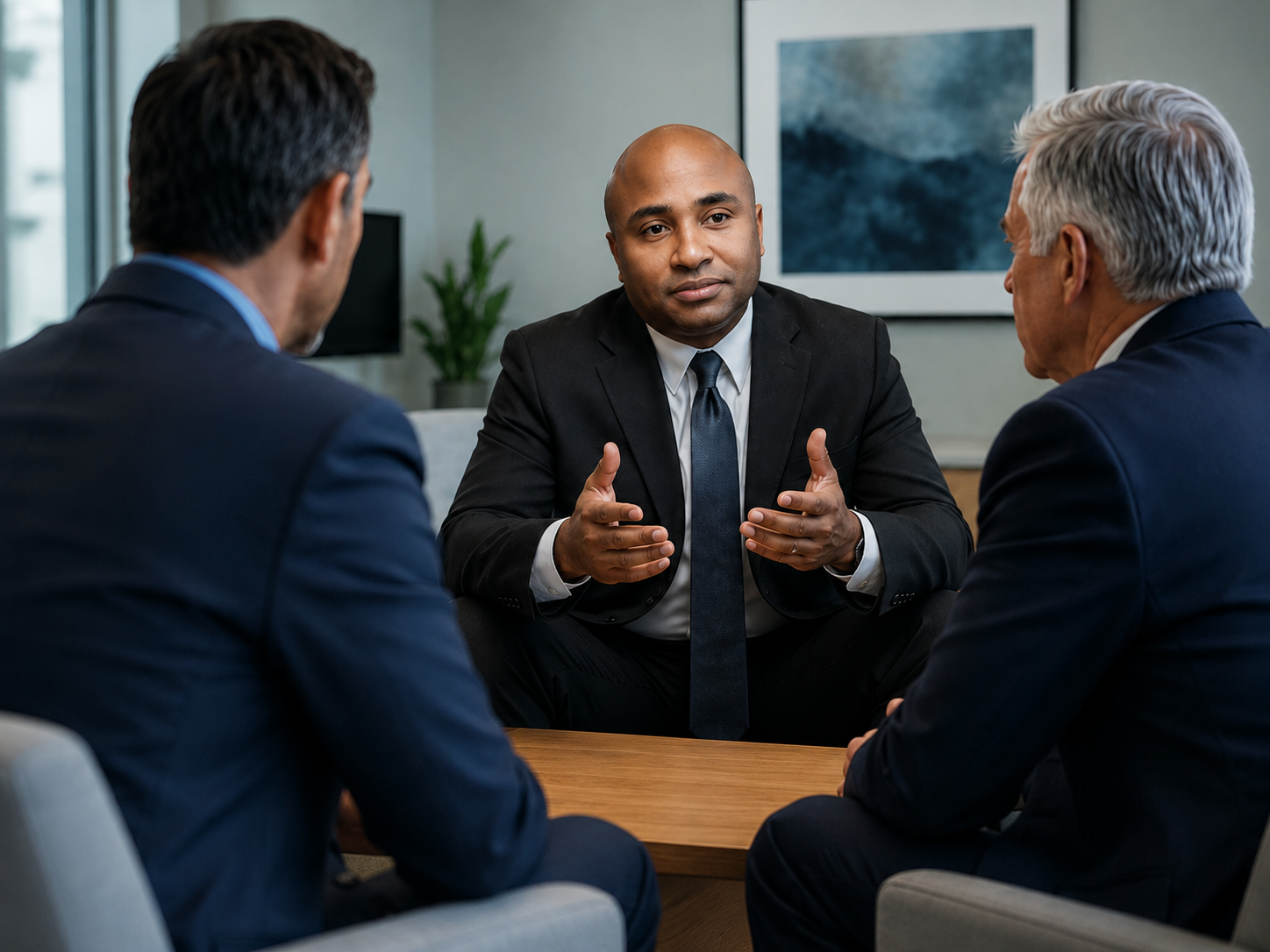 Mediator facilitating a professional dispute resolution session